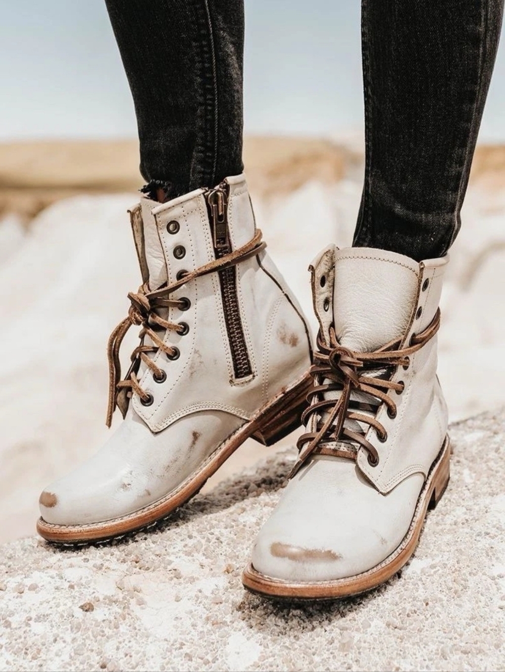 FREEBIRD BY STEVEN OG Manchester Combat Boot In Taupe